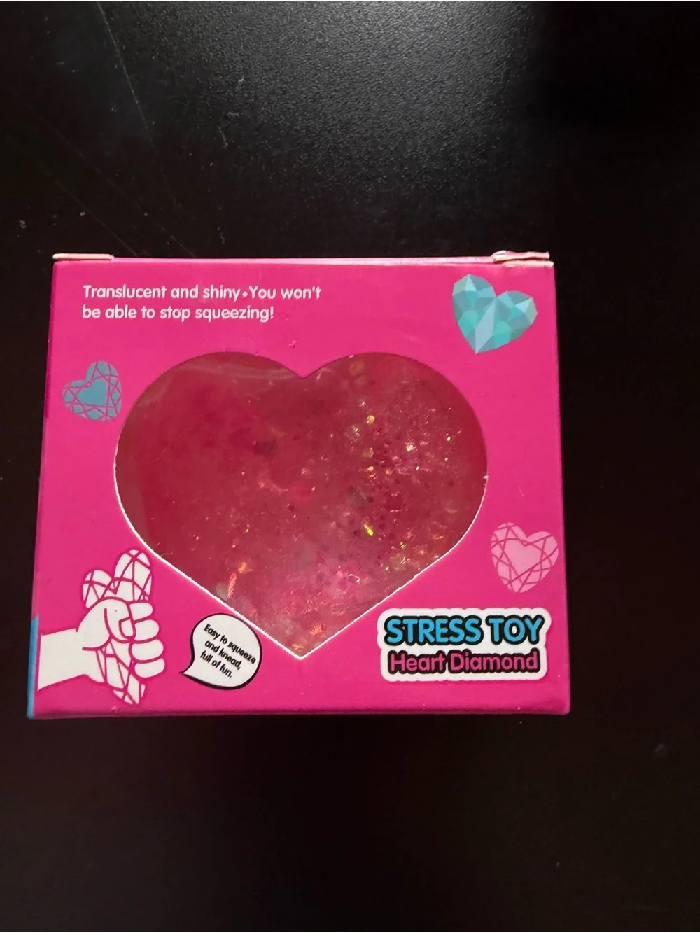 New Squishy Stress Toy Pink Glitter Sugar Heart 3+ Fidget Tactile Sensory